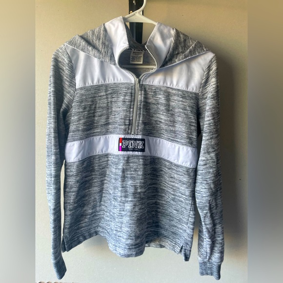 PINK Victoria's Secret Sweaters - VS Pink quarter zip sweatshirt with hood